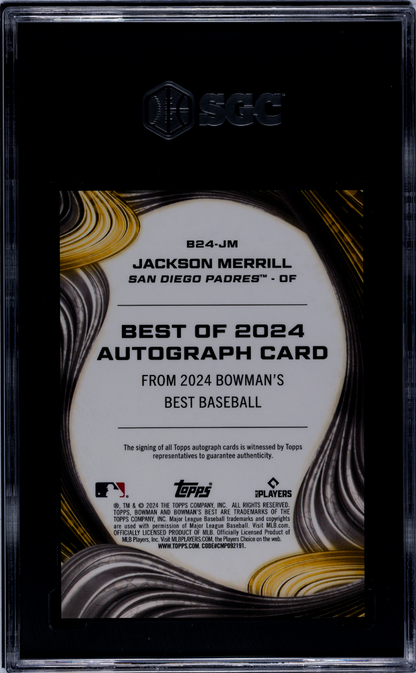 2024 Bowman's Best Jackson Merrill #B24-Jm Green Refractor Sgc 9.5 Auto 10