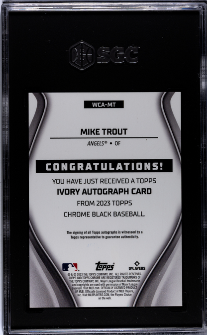 2023 Topps Black Mike Trout #Wca-Mt Ivory Auto Red Trim Refractor Sgc Auto 10