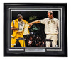 Larry Bird Magic Johnson Signed Framed 16x20 Boston Shirt Pull Photo PSA+BAS