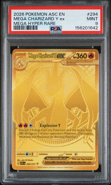 Mega Charizard Y Ex #294- Ascended Heroes - 2026 Pokemon - PSA 9