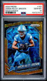2025 PANINI PRIZM 187 AMON-RA ST. BROWN GOLD CHOICE PSA 10