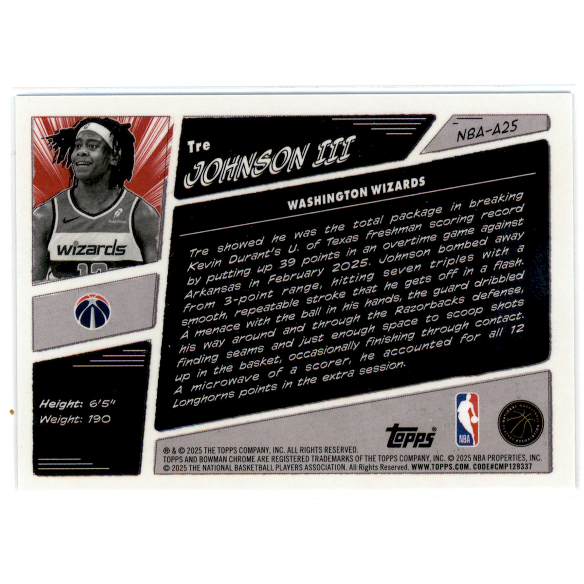 2025 Topps Bowman Anime Tre Johnson Iii #NBA-A25