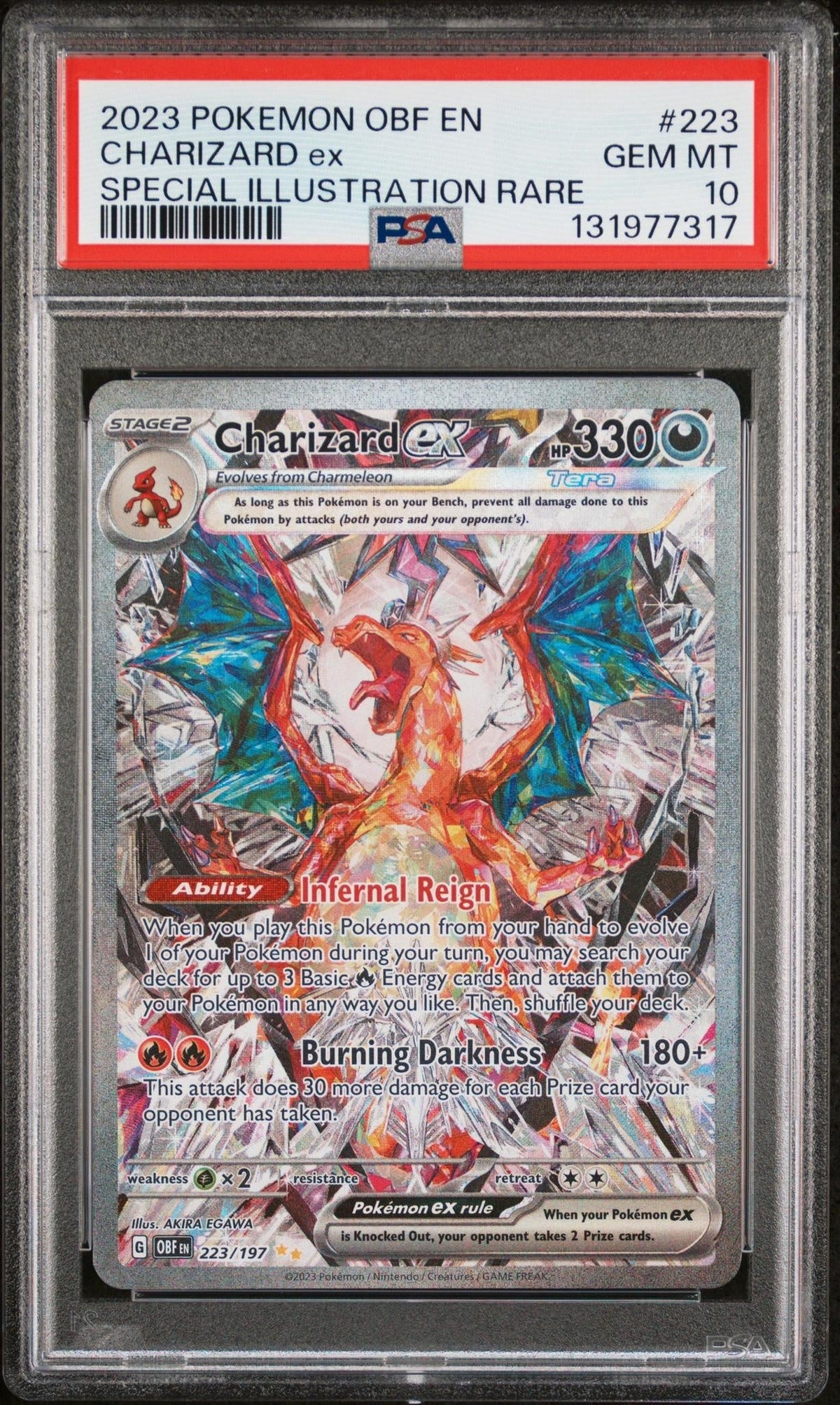 2023 Pokemon Scarlet And Violet Obsidian Flames Special Illustration Rare Charizard Ex #223 PSA 10