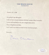 Bill Clinton Signed 5x6 White House Statement Letter Monica Lewinsky JSA