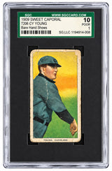 1909 Sweet Caporal T206 Bare Hand Shows Cy Young Trading Card SGC 1