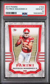 2017 PANINI 104 PATRICK MAHOMES II PSA 10