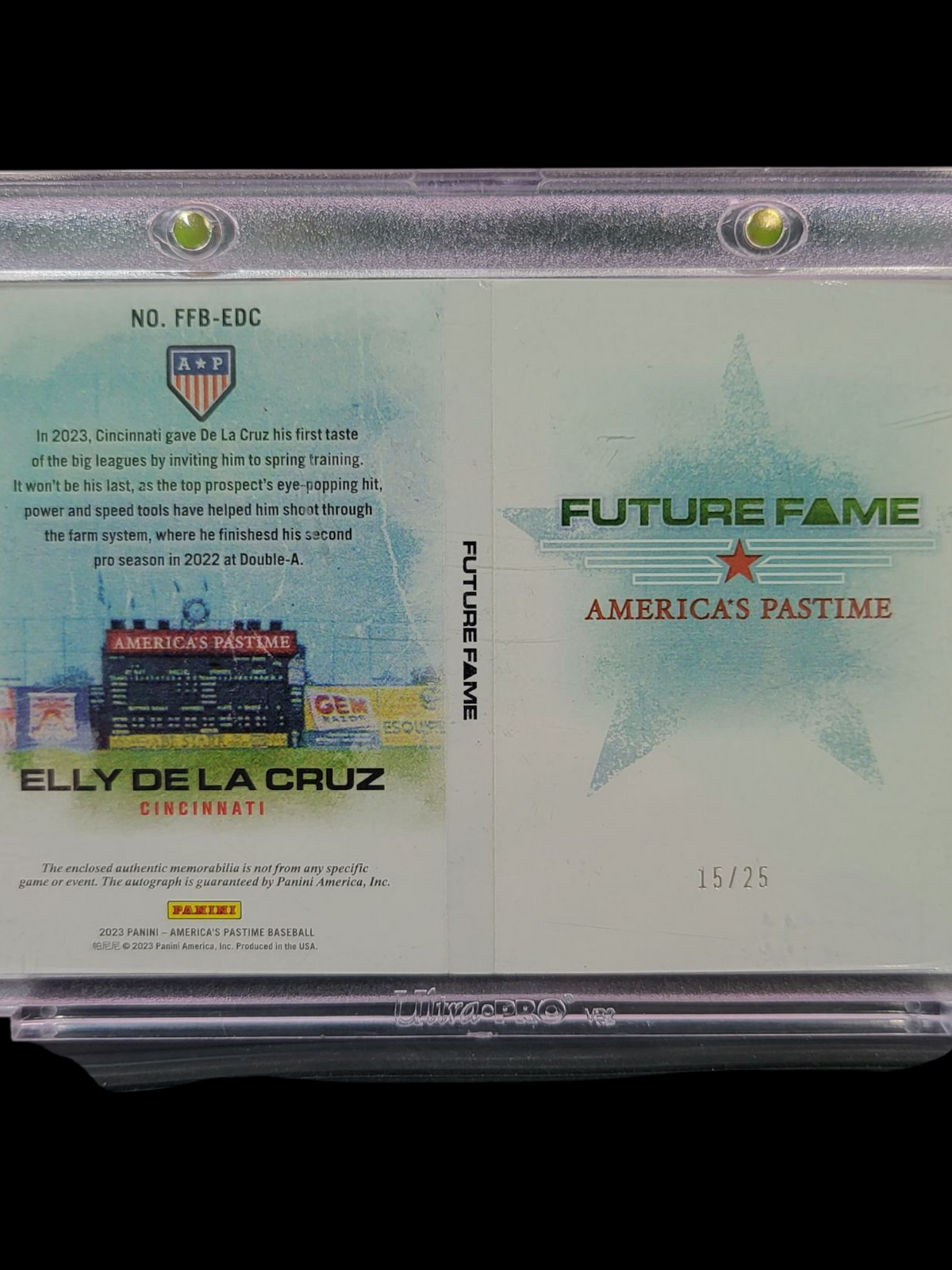 2023 Panini America's Pastime Future Elly De La Cruz #Ffb-Edc Auto Patch /25