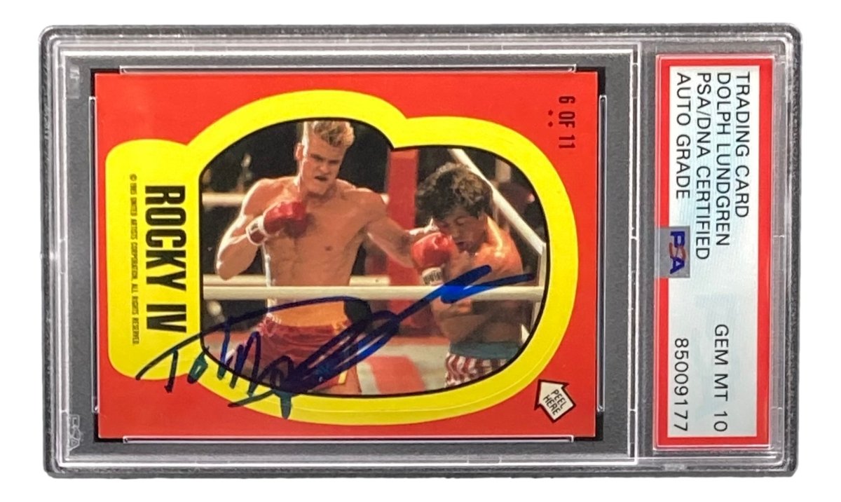 Dolph Lundgren Signed Ivan Drago 1985 Topps #6 Sticker Card PSA/DNA Gem MT 10