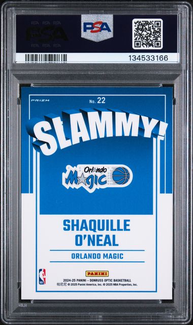 Shaquille O'neal 2024 Panini Donruss Optic Slammy! Ssp PSA 9