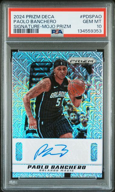 Paolo Banchero 2024 Panini Prizm Deca mojo prizm autograph #'d 12/25 PSA 10