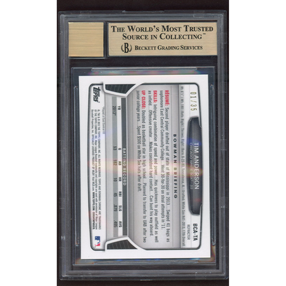 2013 Bowman Chrome Draft Pick Auto Black Refractors Tim Anderson #Ta BGS 9.5