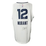 Ja Morant Signed Memphis Grizzlies White Fanatics Basketball XL Jersey BAS