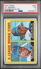 1967 TOPPS 569 A.L. ROOKIES ROD CAREW/HANK ALLEN PSA 5