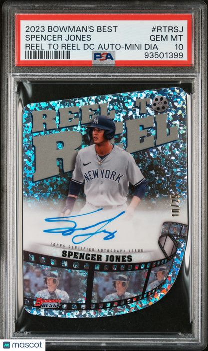 2023 Bowman's Best Die-Cuts Spencer Jones #Rtrsj Rtr Dc Ref 10/25 PSA 10