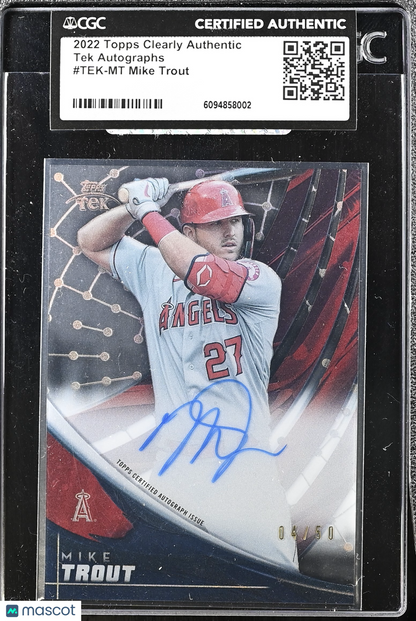 2022 Topps Clearly Authentic Mike Trout #Tek-Mt 04/50 Tek Auto CGC Authentic