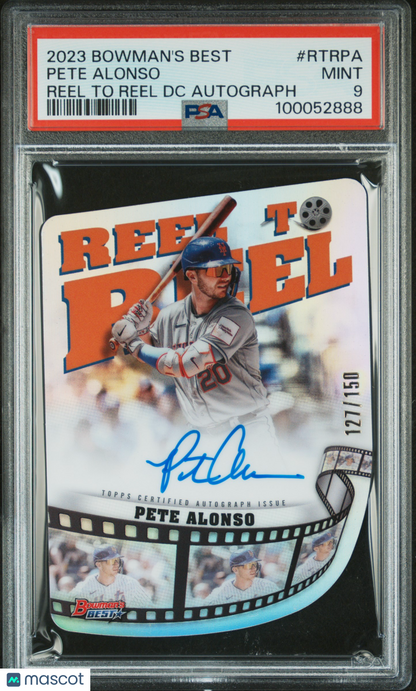 2023 Bowman's Best Reel To Reel Die-Cuts Auto Pete Alonso #Rtrpa /150 PSA 9