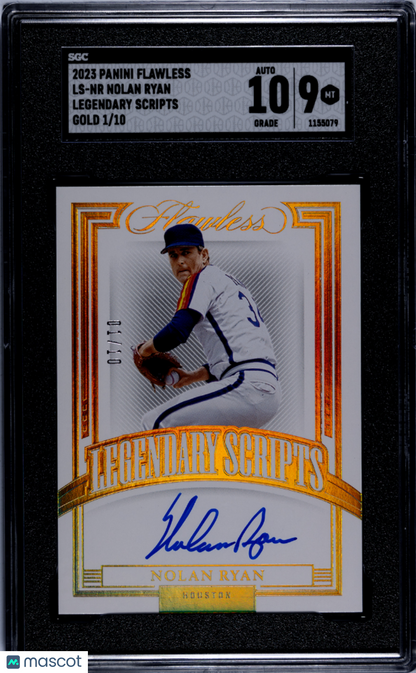 2023 Panini Flawless Nolan Ryan #Ls-Nr Legendary Scripts Gold Sgc 9 Auto 10 #/10