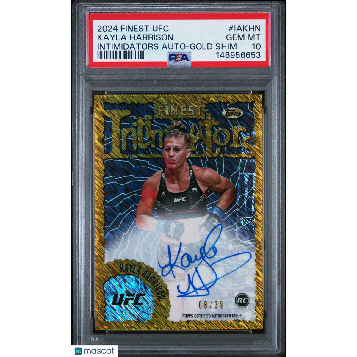 2024 Topps Finest UFC Intimidators Autographs Kayla Harrison #Iakhn Gold Shim PSA 10