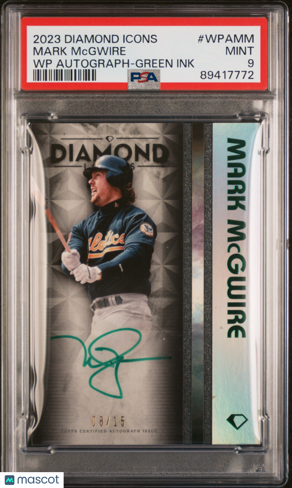 2023 Topps Diamond Icons White Auto Mark Mcgwire #Wpamm Green /15 PSA 9