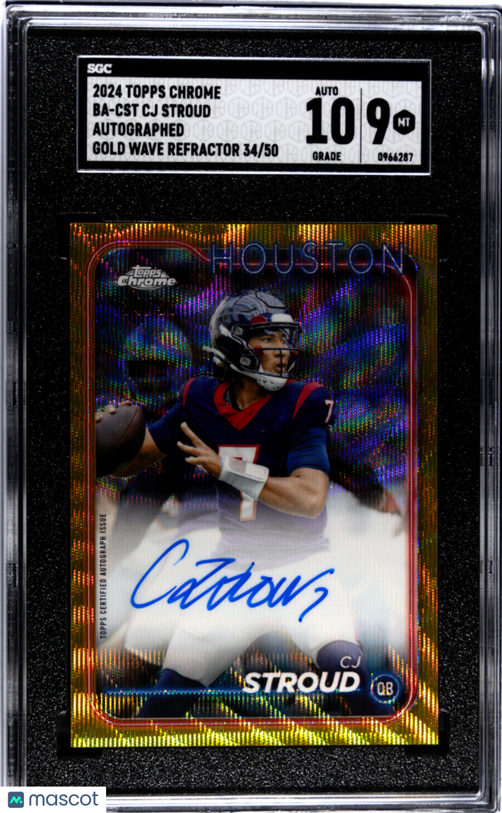 2024 Topps Chrome Cj Stroud #Ba-Cst Autograph Gold Wave Refractor Sgc 9 Auto 10