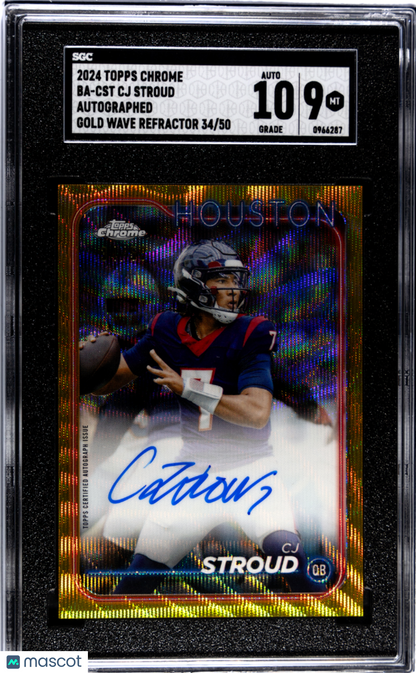 2024 Topps Chrome Cj Stroud #Ba-Cst Autograph Gold Wave Refractor Sgc 9 Auto 10