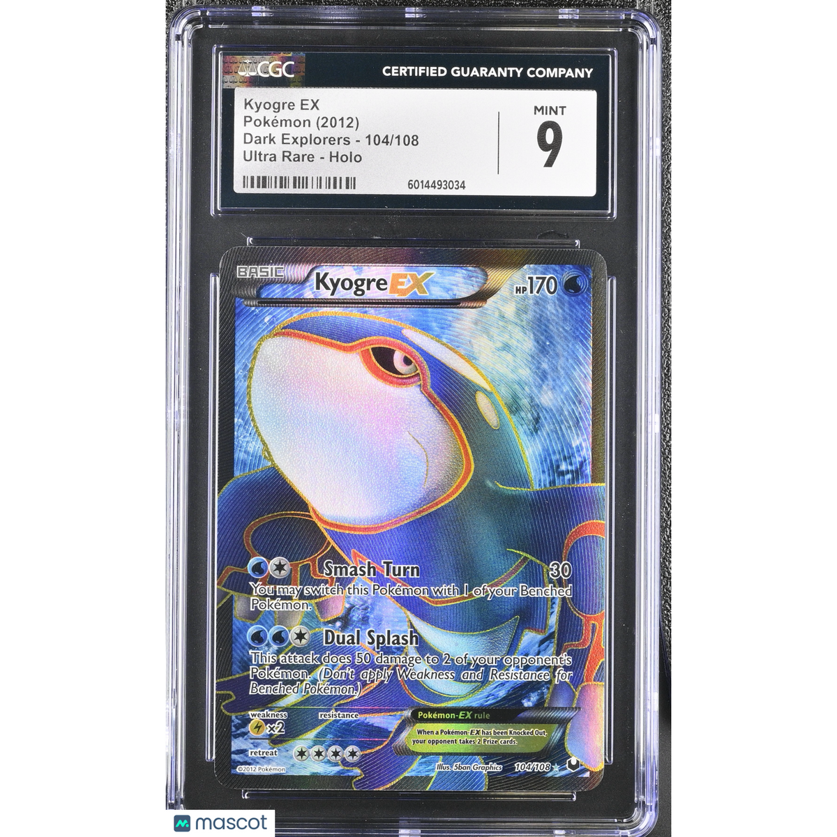 2012 Pokemon Dark Explorers Kyogre Ex #104/108 Ultra Rare CGC 9