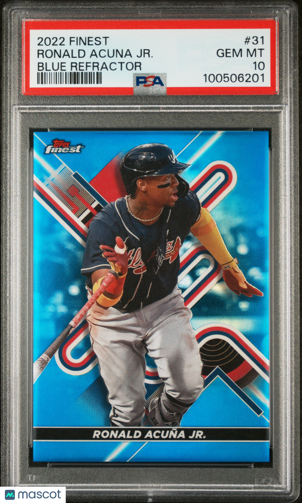 2022 Topps Finest Ronald Acuna Jr. #31 Blue Refractor PSA 10