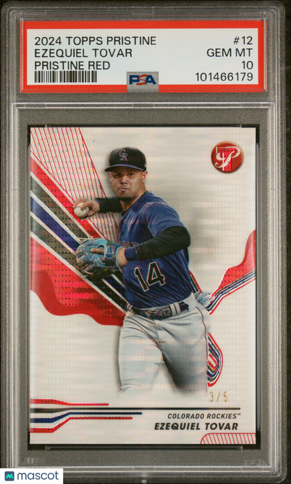 2024 Topps Pristine Ezequiel Tovar #12 Red 3 / 5 PSA 10