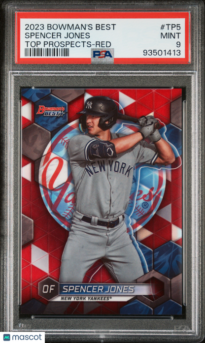 2023 Bowman's Best Top Prospects Spencer Jones #Tp5 Red Ref PSA 9