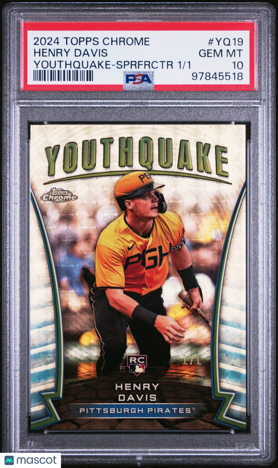 2024 Topps Chrome Youthquake Henry Davis #Yq19 Sprfrctr 1/1 PSA 10