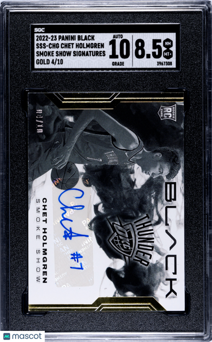 2022 Panini Black Chet Holmgren #Sss-Chg Smoke Show Sigs. Gold Sgc 8.5 Auto 10