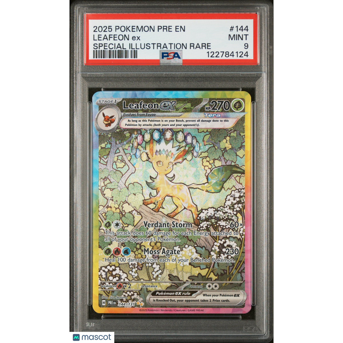 2025 Pokemon Pre En-Prismatic Evolutions Leafeon Ex #144 Special Illustration Rare PSA 9