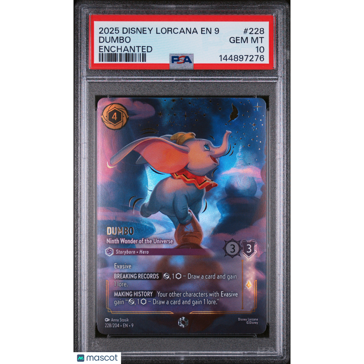 2025 Disney Lorcana En 9-Fabled Dumbo #228 Enchanted PSA 10