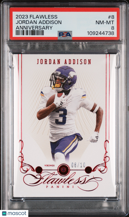 2023 Panini Flawless Anniversary Jordan Addison #8 08/10 PSA 8