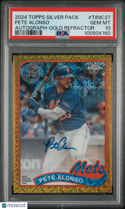2024 Topps Silver Chrome Promo Pete Alonso #T89c27 Auto Gold Refractor PSA 10