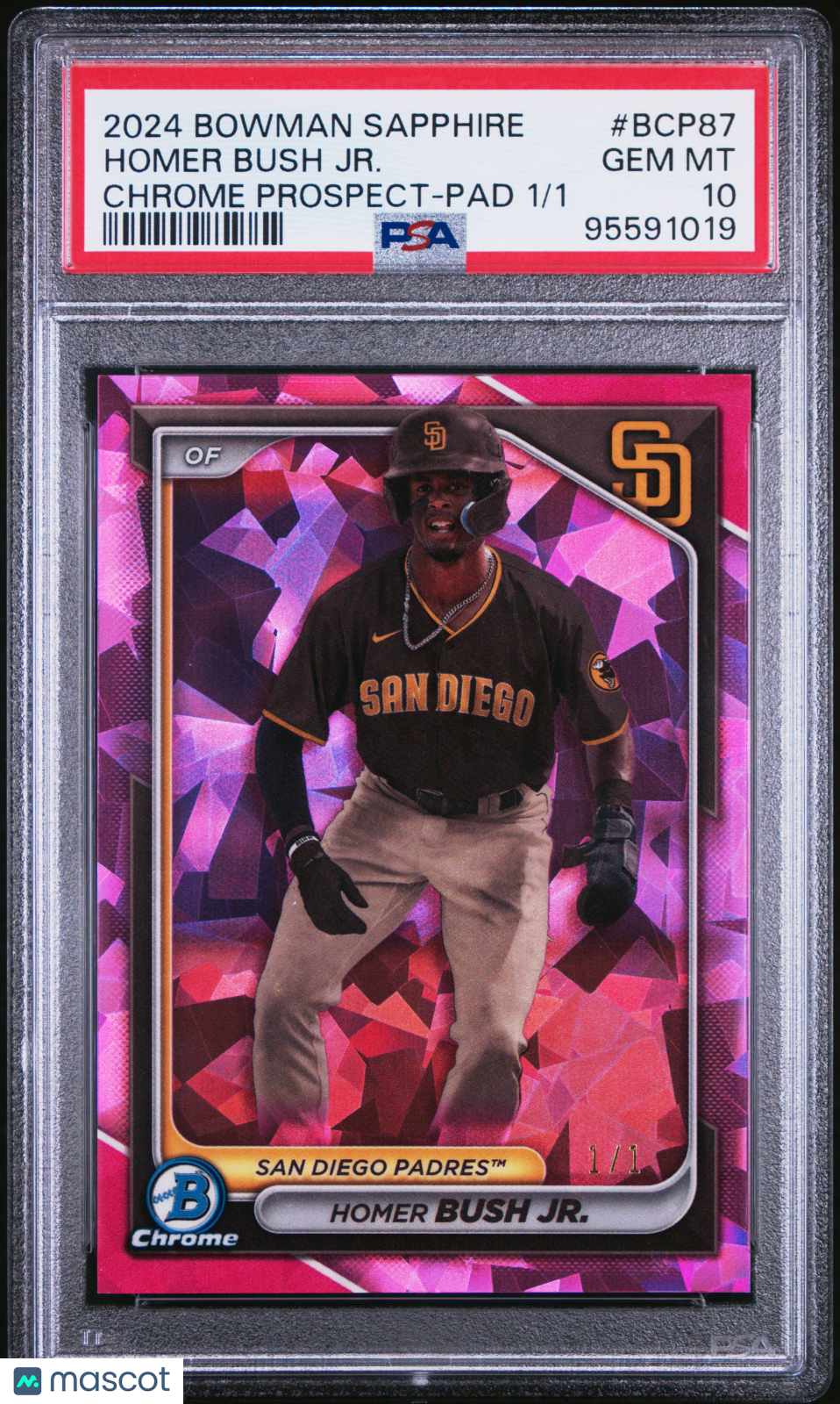 2024 Bowman Sapphire Edition Chrome Homer Bush Jr. #Bcp87 Pad 1/1 PSA 10