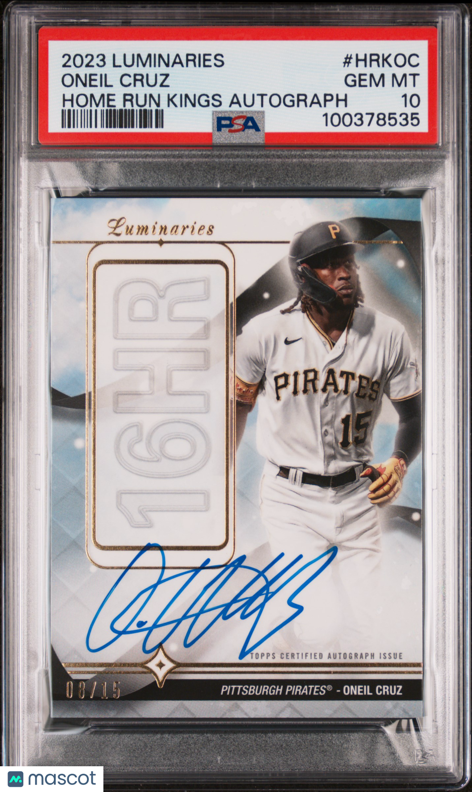 2023 Topps Luminaries Home Run Kings Autographs Oneil Cruz #Hrkoc 08/15 PSA 10