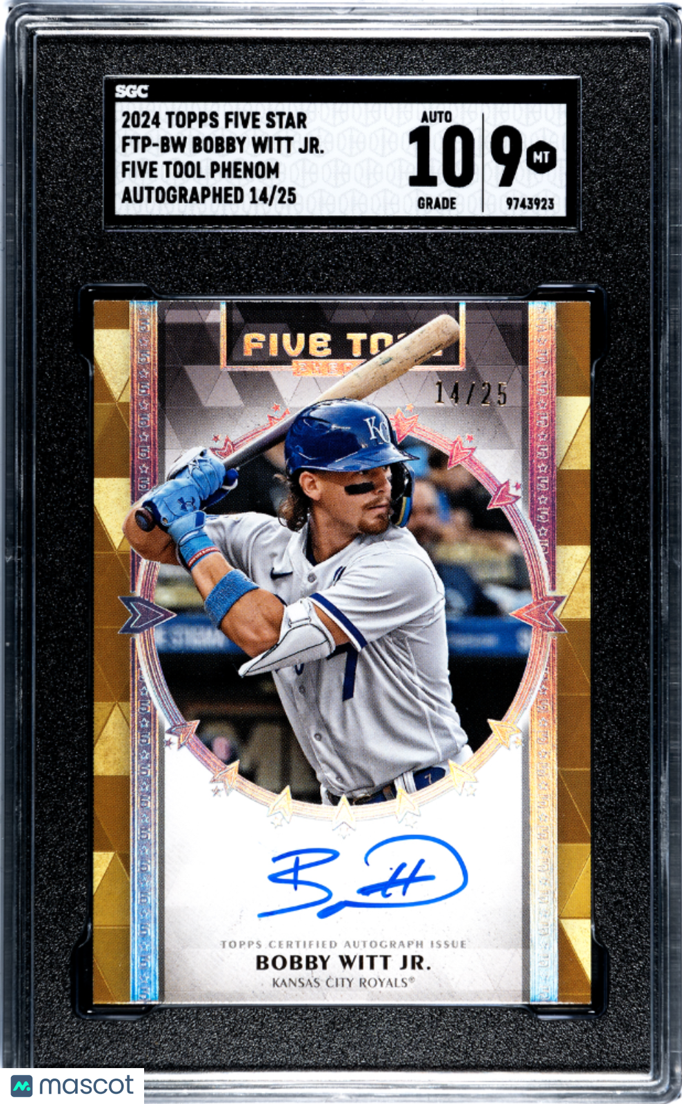 2024 Topps Five Star Bobby Witt Jr. #Ftp-Bw Tool Phenom Autograph Sgc 9 Auto 10