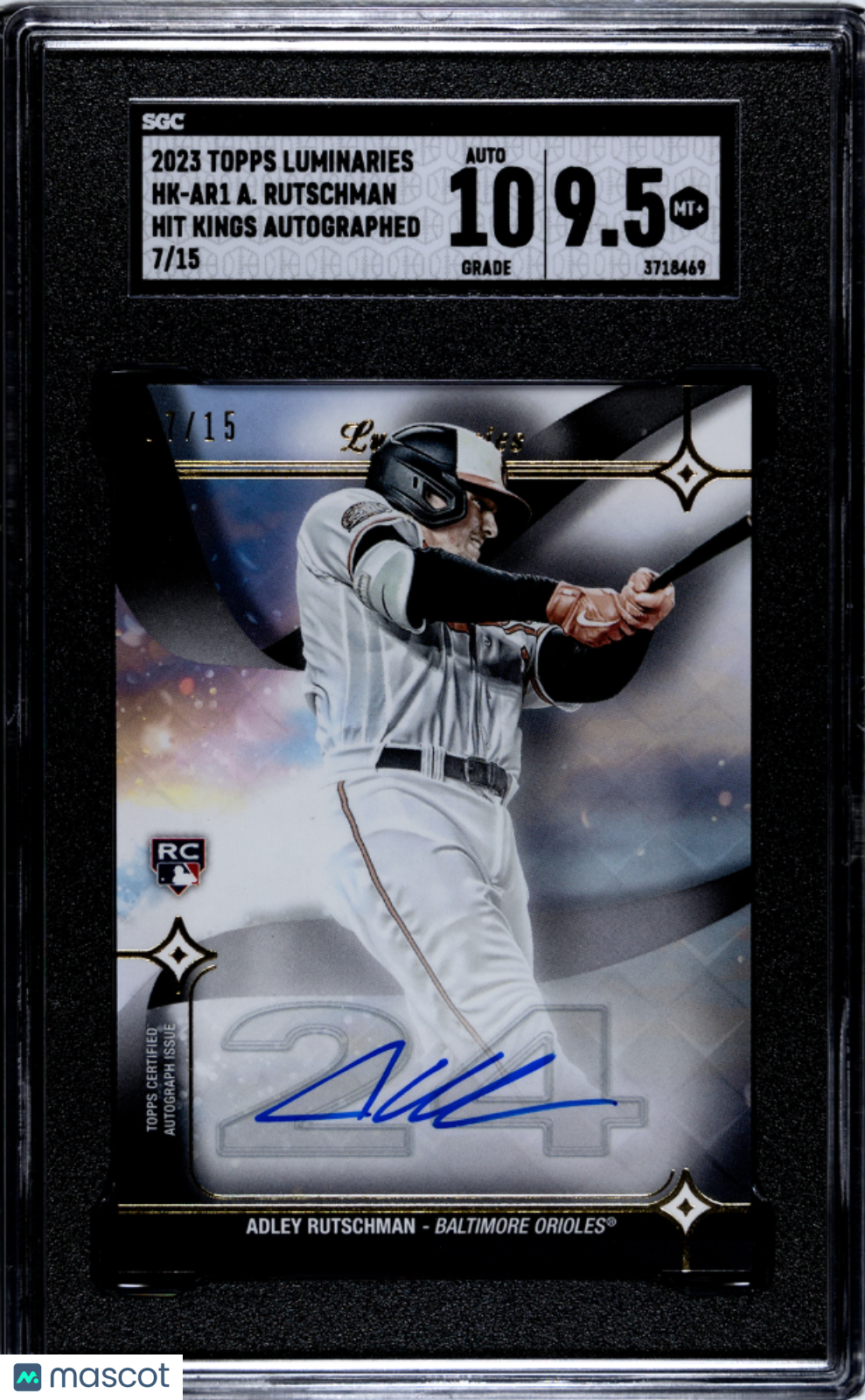 2023 Topps Luminaries Adley Rutschman #Hk-Ar1 Hit Kings Sgc 9.5 Auto 10
