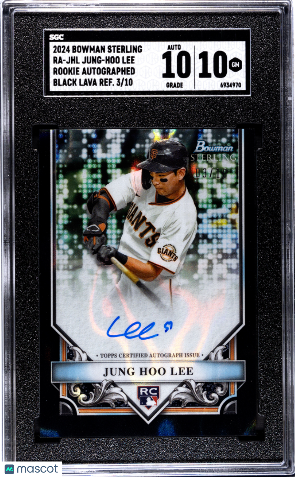 2024 Bowman Sterling Jung-Hoo Lee #Ra-Jhl Auto Black Lava Refractor Sgc 10/10