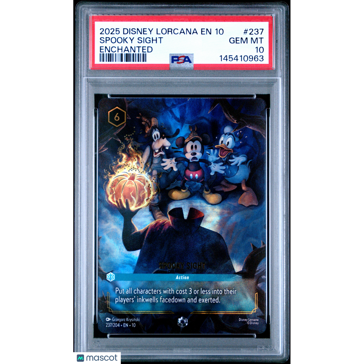 2025 Disney Lorcana En 10-Whispers In The Well Spooky Sight #237 Ench. PSA 10