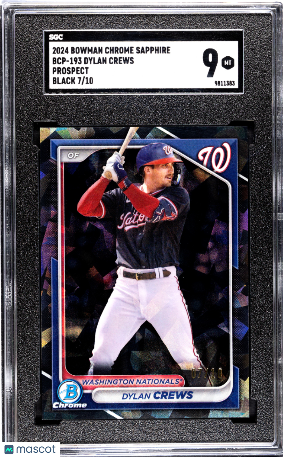 2024 Bowman Chrome Sapphire Dylan Crews #Bcp-193 Prospect Black Sgc 9