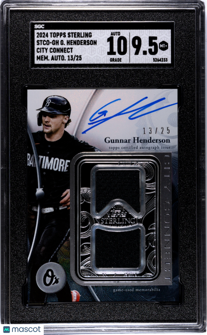 2024 Topps Sterling Gunnar Henderson #Stco-Gh City Connect Mem. Sgc 9.5 Auto 10