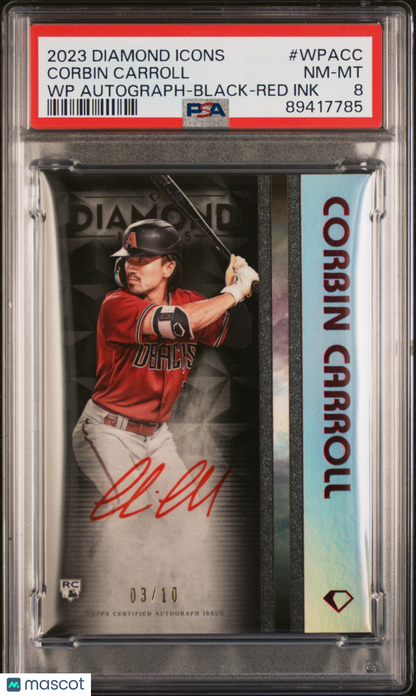 2023 Topps Diamond Icons White Auto Corbin Carroll #Wpacc Wp Black Red /10 PSA