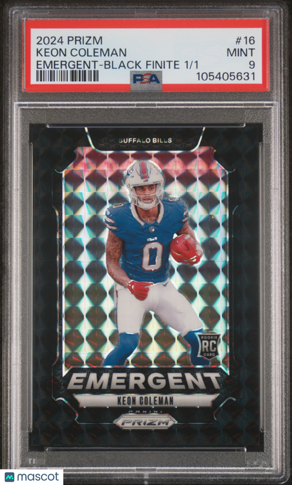 2024 Panini Prizm Emergent Keon Coleman #16 Black Finite 1/1 PSA 9