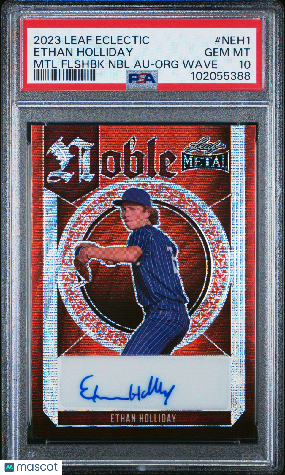 2023 Leaf Eclectic Metal Flashback Auto Ethan Holliday #Neh1 Org Wave PSA 10