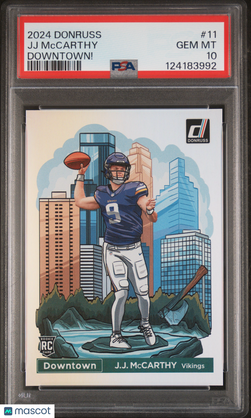 2024 Panini Donruss Downtown! Jj Mccarthy #11 PSA 10