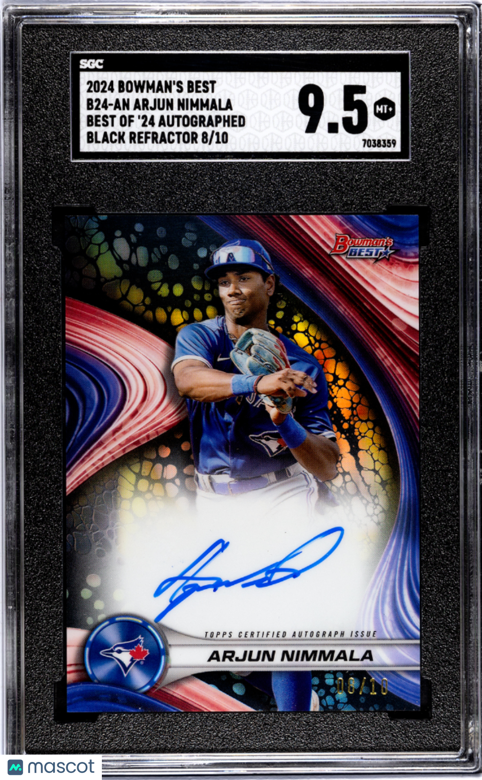 2024 Bowman's Best Arjun Nimmala #B24-An Of '24 Auto Black Refractor Sgc 9.5