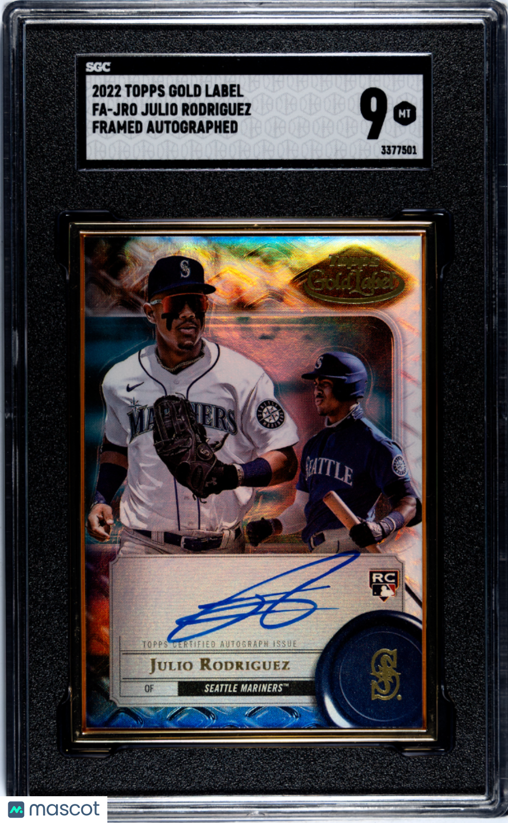 2022 Topps Gold Label Julio Rodriguez #Fa-Jro Framed Autograph Sgc 9