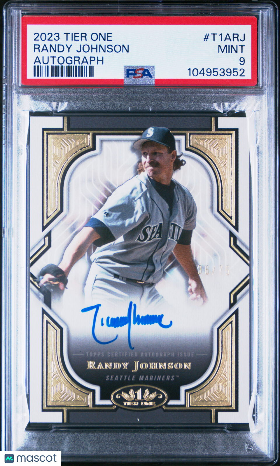 2023 Topps Tier One Autographs Randy Johnson #T1arj 36/75 PSA 9
